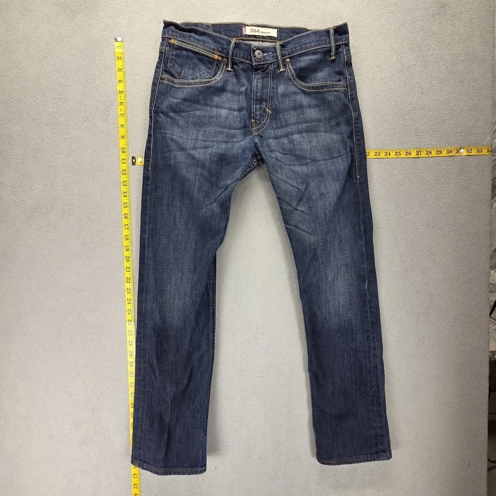 Vintage‎ Levis 504 Jeans Mens 32x32 Blue Straight Engineered Dark Wash Zip Fly